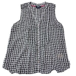 Maeve Anthropologie Gingham Sleeveless Top Women's Small Black White Swiss Dot